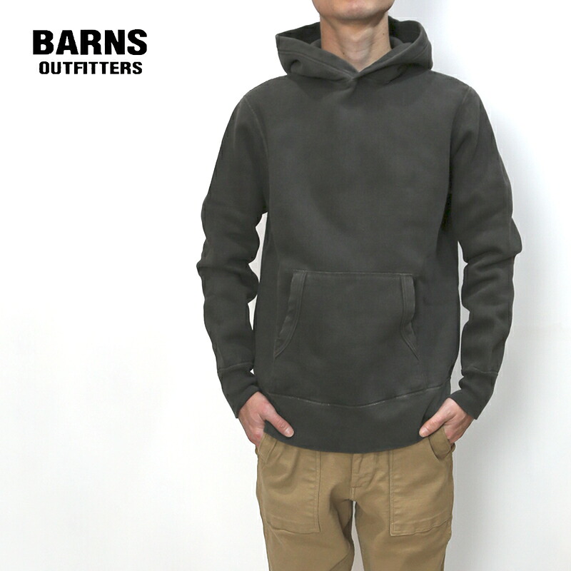 BARNS/バーンズ プルパーカーPullover Hoodie【Pigment Dye】BLACK