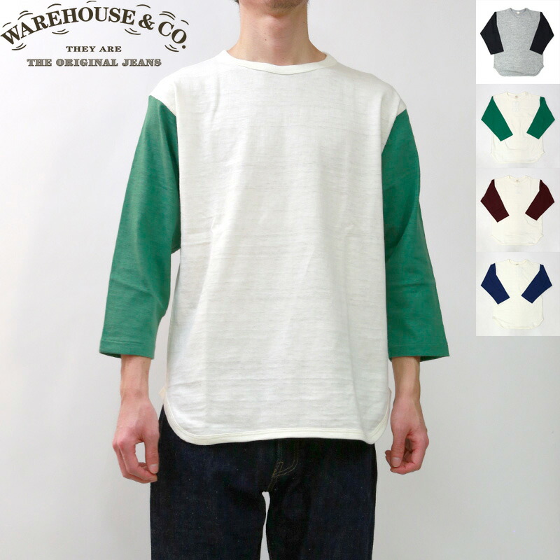 楽天市場】ウェアハウス WAREHOUSE 7分袖 Tシャツ ベースボール BLACK