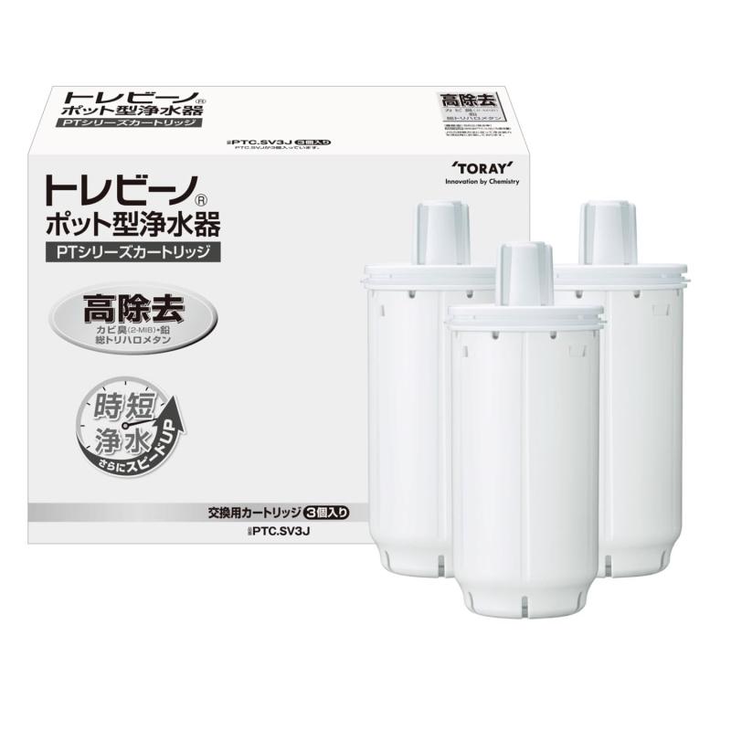 東レ トレビーノ ポット型浄水器 交換用カートリッジ PFOS/PFOA 有機フッ素化合物 除去 PTC.SVJ 計3個入り (高速ろ過/高除去) 日本製 PTC.SV3J