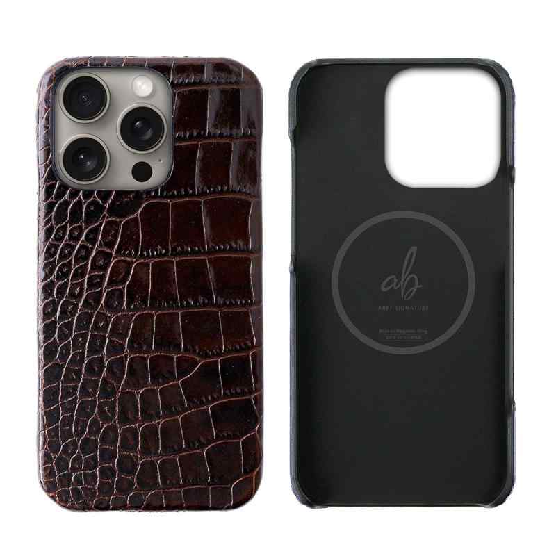 ABBI SIGNATURE iPhone 16 Pro ケース 日本製 イタリアン本革 LIPARI バックカバー MagSafe対応 [ ベジタブルタンニンレザー ハンドメイド 薄型 ミニマルデザイン ワイヤレス充電 ] アイフォンケース 背｜福禄寿