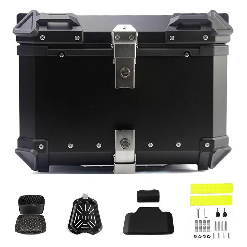 DODOGOD リアボックス バイク用リアボックス トップケース 四角 ABS制 62L 大容量 防水 防塵 軽量 簡単脱着 取付ベース付 キーロック可能 鍵2本付 防犯対策 キャンプ/通勤/旅行/デリバリーなど対|福禄寿