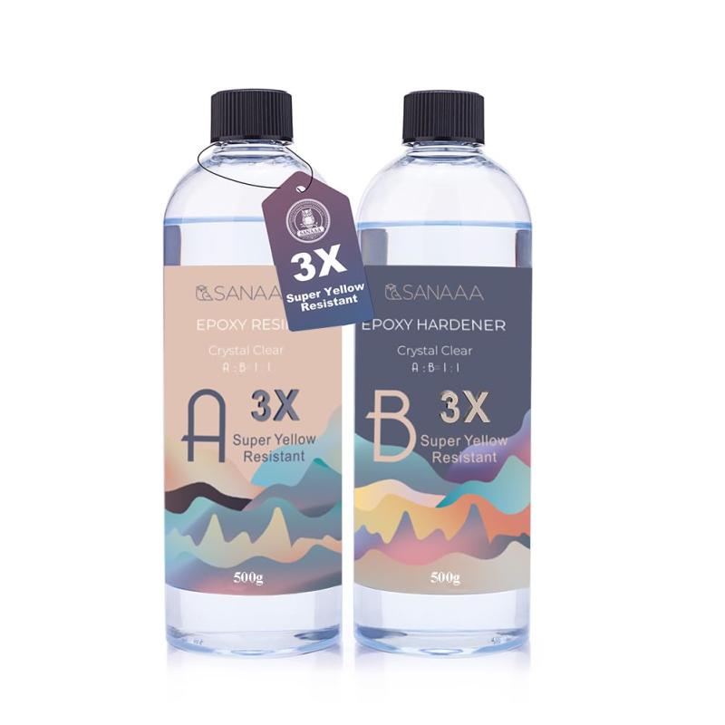 SANAAA エポキシ樹脂 二液性レジン液 ハードタイプ レジン液 3X 超黄ばみ防止 、セルフレベリング樹脂と硬化剤、 DIY 手芸用品 レジンアート、レジンアクセサリー 高い透明 低刺激性 エポキシ｜福禄寿