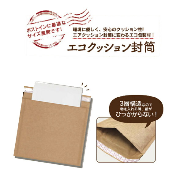 エコクッション封筒 CD・DVD2枚用 100枚入 サイズW240xH340mm+50