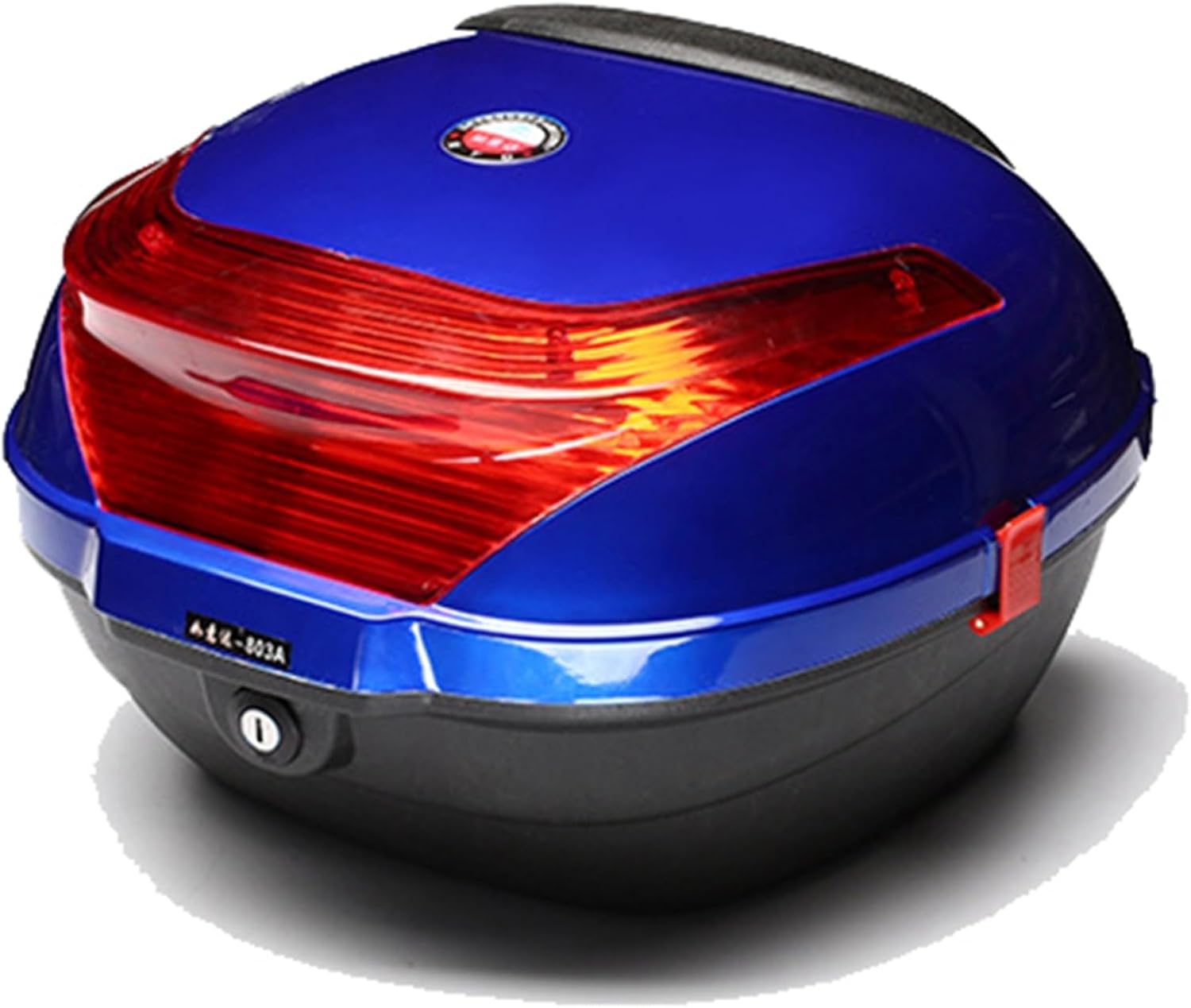 バイク リアボックス 防水 防振 丈夫 夜間警告灯付き バイク用トップケース 大容量 35L フルフェイス収納可能 ヘルメット入れ 汎用 組み立て簡単 キーロック式 ブルー バイク用リアボックス ツー