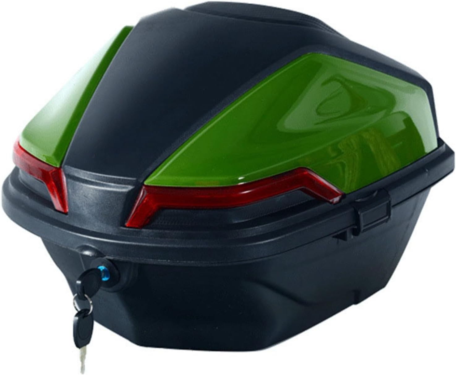 バイク リアボックス 50L トップケース 大容量 原付き 汎用 ライト反射 キーロック式 鍵付き 着脱可能式 フルフェイス収納可能 ヘルメット入れ 出前 通勤 キャンプ グリーン