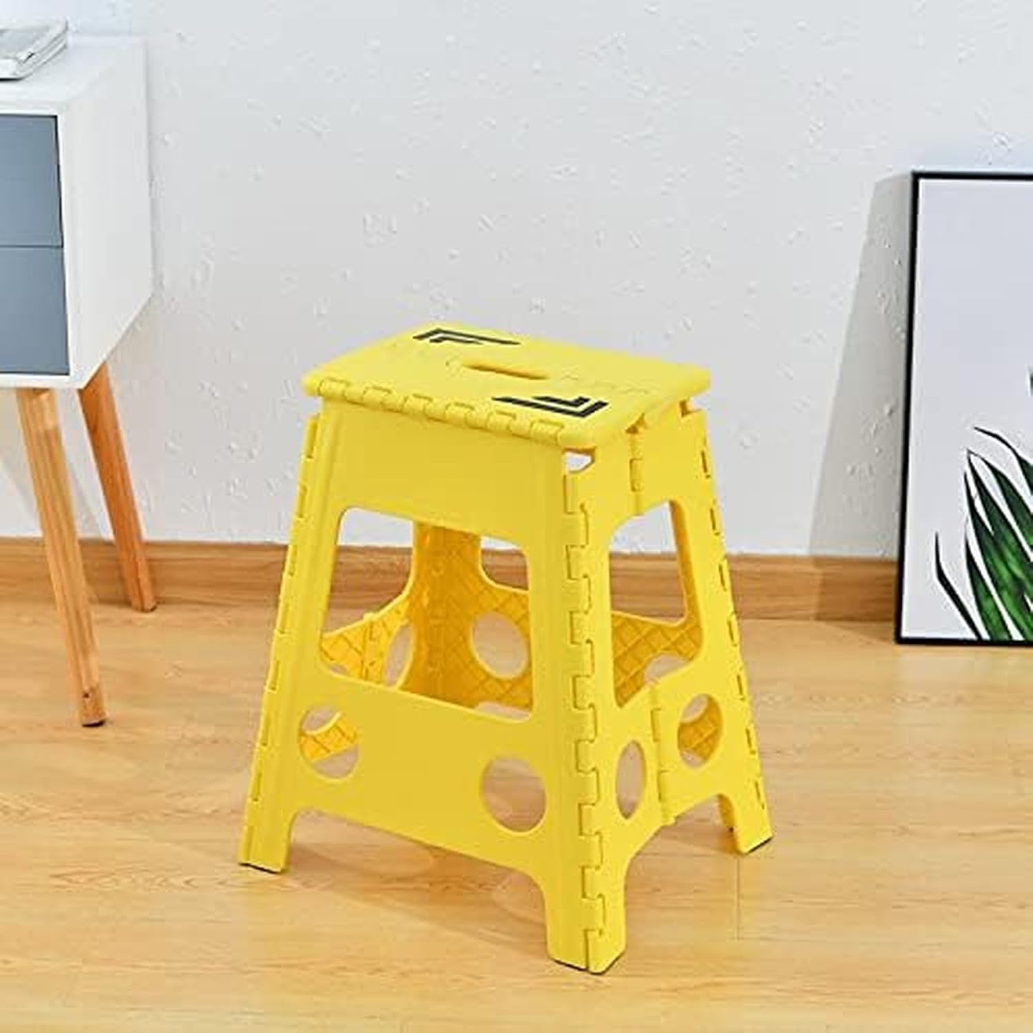 ップ スツール アウトドア 椅子 踏み台 脚立 洗車 釣り フィッシング 折り畳みチェア （45cm） (イエロー)