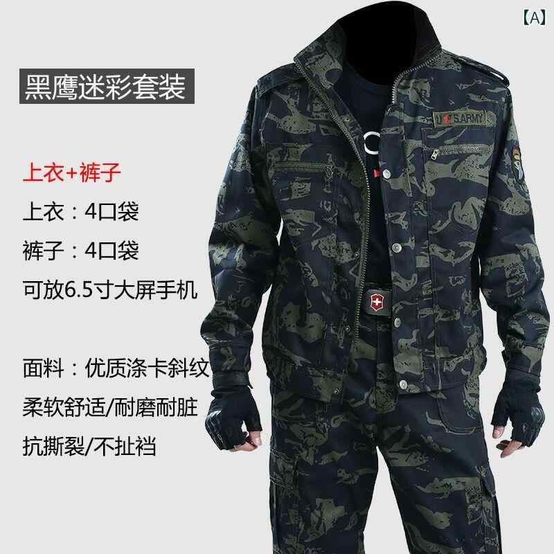 作業服　セット　上下 迷彩 スーツ メンズ 作業着 労働 保護 学生 軍事 訓練 工事 現場 アウトドア 長袖 春夏 秋