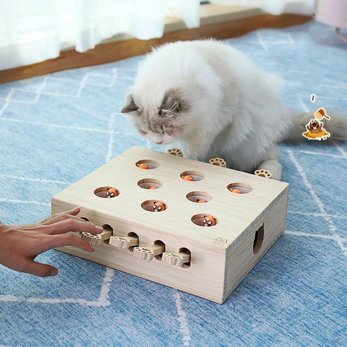 プレ ネズミ 猫じゃらし ストレス解消 木製 運動不足 ネコ 肥満が気になる猫用 モグラ叩き おもちゃ 知育玩具 お誕生日 猫のおもちゃ