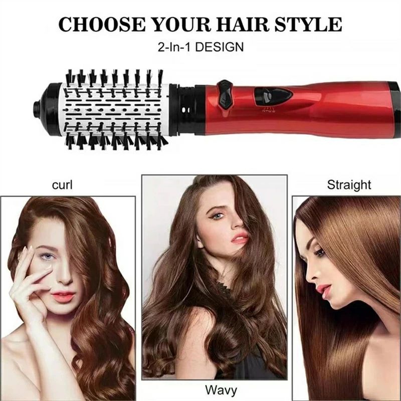 ヘアドライヤーブラシ、ヘアドライヤー、カーリングアイアン3-in-1ヘアドライヤースタイリングコームストレートヘアを回転させ、ヘアをカールさせるためのプロフェッショナルネガティブイオンセラミックホット