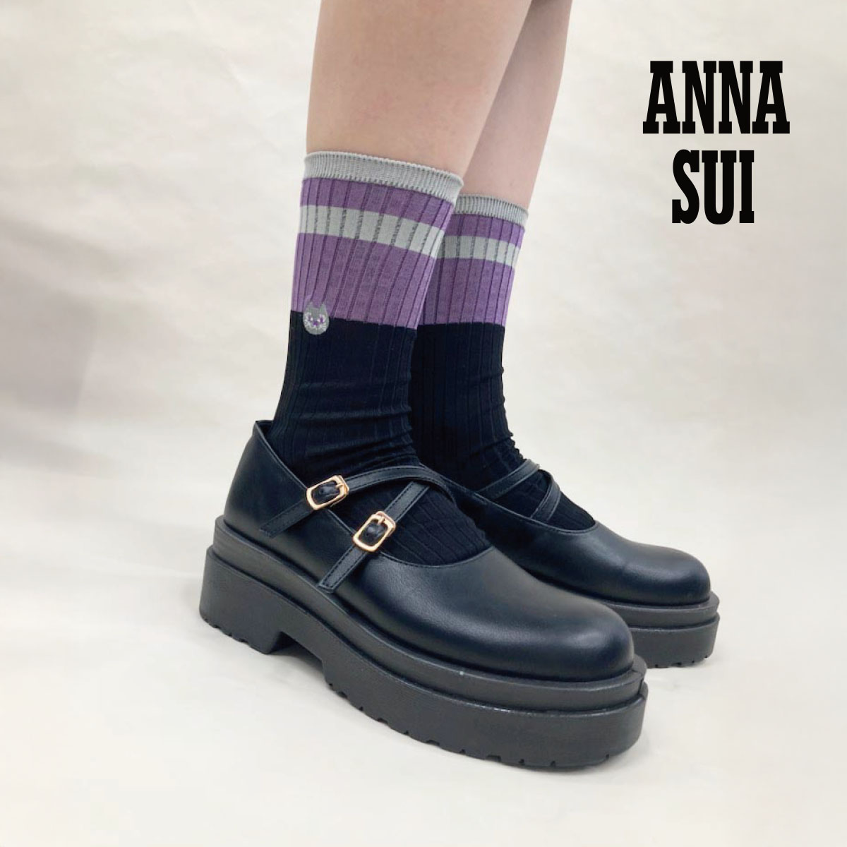 楽天市場】【ANNA SUI(アナ スイ)】 靴下 2ライン クルー丈 (3336-200