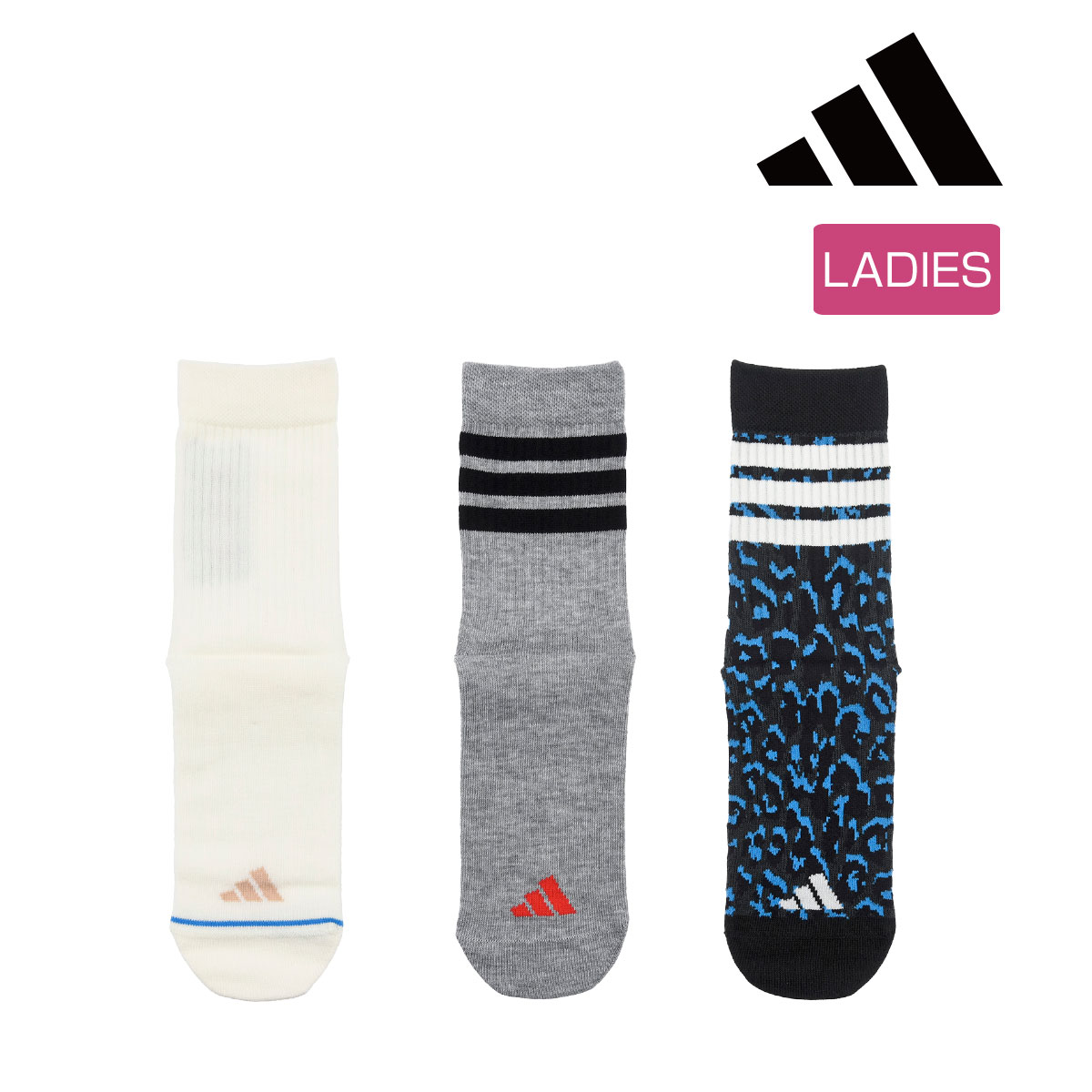 楽天市場】adidas(アディダス) 靴下 3足組 異柄アソート ワンポイント