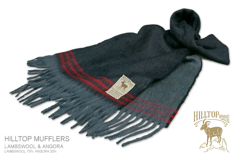 HILLTOP / ヒルトップ マフラー LAMBSWOOL & ANGORA MUFFLERS FAH 01928 A1 NAVY RED ( ネイビー系ボーダー ) 【楽ギフ_包装】|トラッド ハウス フクスミ