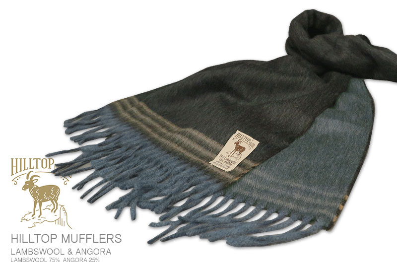 HILLTOP / ヒルトップ マフラー LAMBSWOOL & ANGORA MUFFLERS FAH 01928 A6 CHARCOAL SAND ( チャコール系ボーダー ) 【楽ギフ_包装】