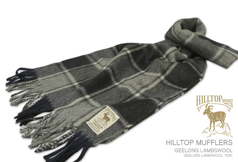 HILLTOP / ヒルトップ マフラー LAMBSWOOL MUFFLERS FAH 01933 A4 CHARCOAL FLANNEL ( 濃紺×チャコールチェック ) 【楽ギフ_包装】