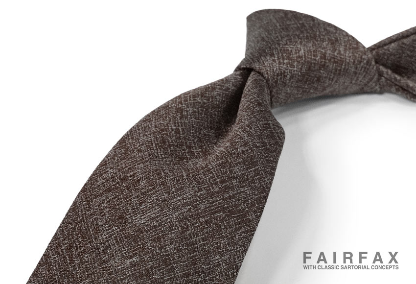 ■TRAD SALE！【FAIRFAX/フェアファクス ネクタイ】イタリアミックスソリッドタイ / 無地ネクタイ （ダークブラウン地にブラウンベージュ系カスリ調無地 / イタリア生地）(FSM-18)［195030056 BR1］フェアファックス ネクタイ【楽ギフ_包装】｜トラッド ハウス フクスミ