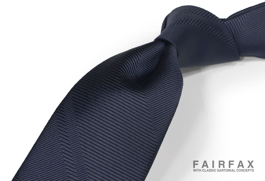 フェアファックス　ソリッドリネンネクタイ　ブルーヘリンボーン FAIRFAX/ヘリンボーンソリッドタイ | FAIRFAX COLLECTIVE