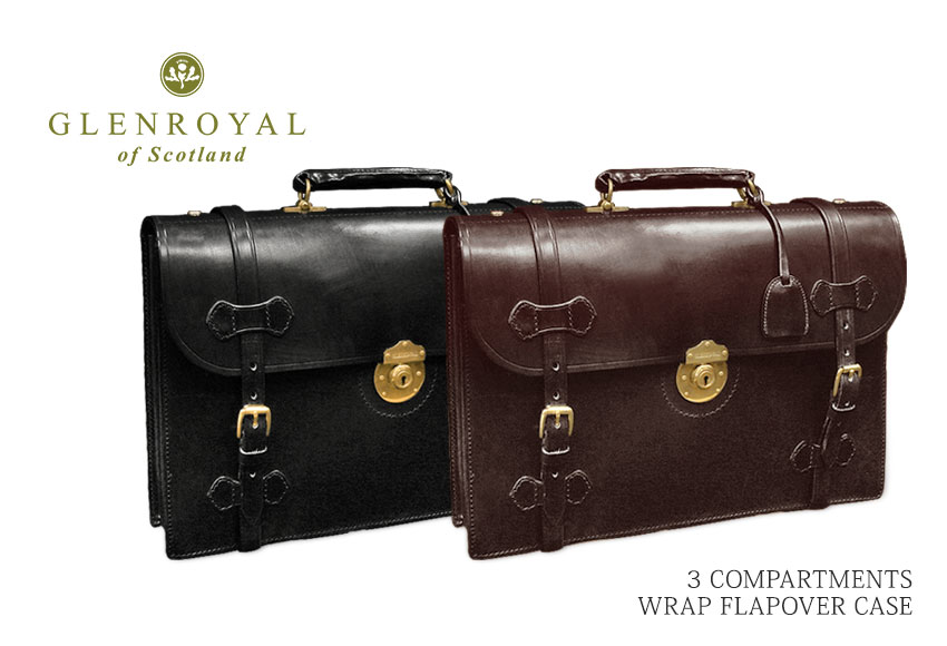 GLENROYAL / グレンロイヤル ブリーフケース ●02-2835 3COMPARTMENTS WRAP FLAPOVER CASE 復刻版 ( ブライドルレザー/革製鞄 /バッグ)（新品）英国製
