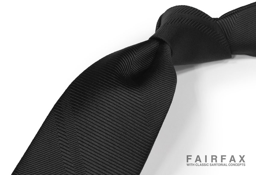 ■TRAD SALE！【FAIRFAX/フェアファクス】ソリッドタイ無地ネクタイ（ブラック ツイル/レップ ヘリンボーン無地）(FTH-05)［195030022 NE5］FAIRFAX最高峰レーベル［RED STAR］「ワンポイントロゴ」クレリックネクタイ【楽ギフ_包装】｜トラッド ハウス フクスミ