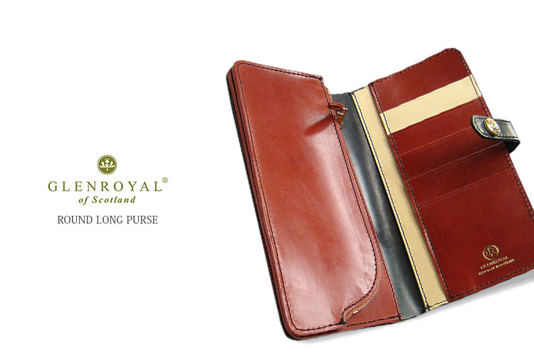【日本正規輸入代理店商品+メーカー3ヶ月保証あり】グレンロイヤル / GLENROYAL ■ROUND LONG PURSE 03-6178 ●028 ( NEW BLACK&times;OXFORD TAN&times;NATURAL ) [ 完全限定入荷商品 ] ラウンドファスナー小銭入れ付 ( 長財布 )｜トラッド ハウス フクスミ