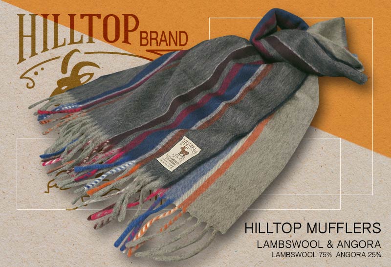 HILLTOP / 吸血鬼とっ始め えり巻き LAMBSWOOL \u0026 ANGORA MUFFLERS FAH 01925 A1 NAVY GREY ( 米国海軍×薄墨色うつり変わり縞模様 ) 【楽ギフ_荷造り】