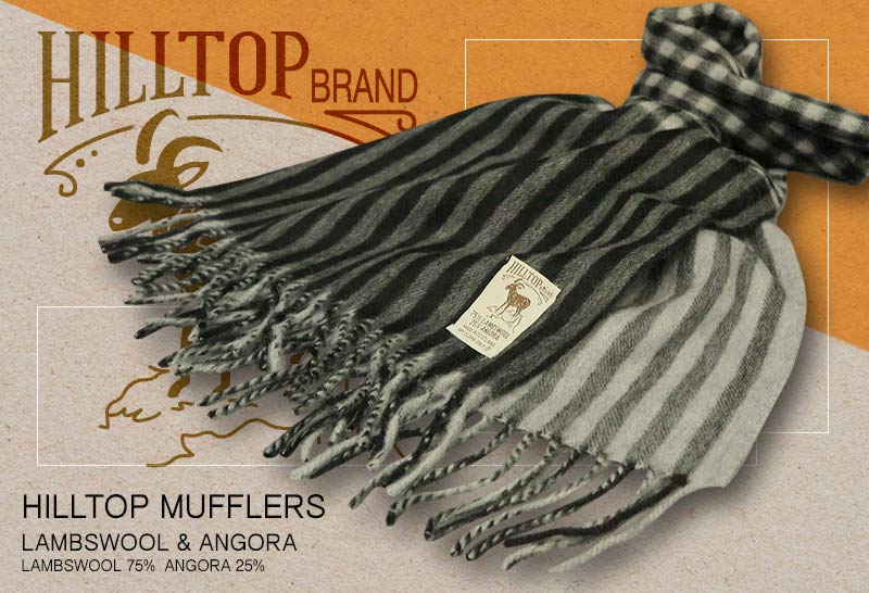 HILLTOP / ヒルトップ マフラー LAMBSWOOL & ANGORA MUFFLERS FAH 01926 A1 BLACK SILVER ( ブラック系チェック / ストライプ ) 【楽ギフ_包装】