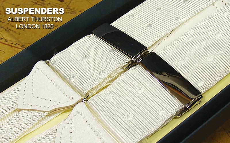 ■TRAD SALE！【日本正規輸入代理店商品】[ ALBERT THURSTON / アルバートサーストン サスペンダー ] 帯幅40mm / サスペンダー / フォーマル兼用 ( 白地/ドット ) SP-1044 ( メンズ ) 【楽ギフ_包装】【対応】｜トラッド ハウス フクスミ