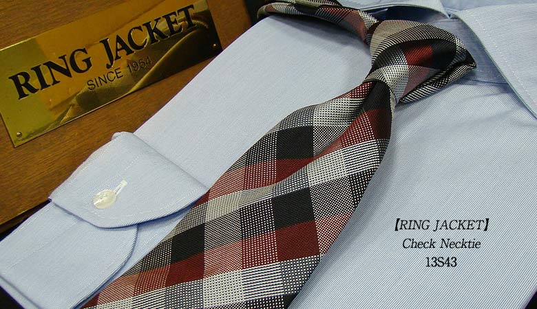★TIME SALE★ 【 RING JACKET / リングヂャケット 】 チェックタイ ( 13S43 ) ( 黒×エンジ系×ブルーグレー系×シルバーグレー系 ) ( ネクタイ / 日本製 )【楽ギフ_包装】