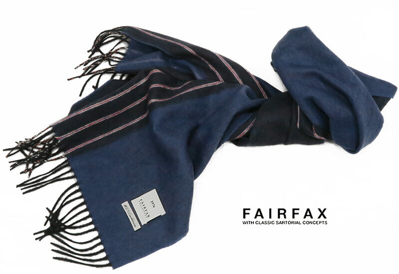 ■FAIRFAX / フェアファクス カシミヤマフラー FMS-65 ( ストライプ ) 【楽ギフ_包装】【対応】｜トラッド ハウス フクスミ