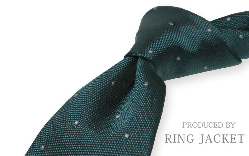 [ PRODUCED BY RING JACKET ] 小紋五分五分 ( ダークターコイズ地にオフホワイトドット柄 ) RNK-45 ( タイ / 日本製 ) リングヂャケット【楽ギフ_荷造り】