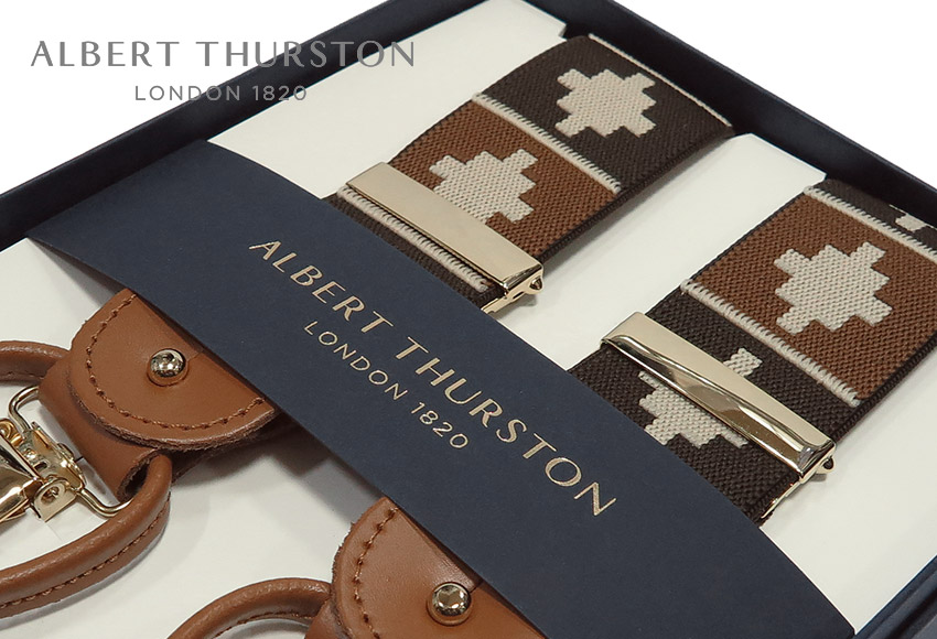 ●【日本正規輸入代理店商品】 [ ALBERT THURSTON / アルバートサーストン サスペンダー ] 帯幅35mm / サスペンダー ( ブラウン×ダークブラウン×ベージュのナバホ柄/オルテガ柄 ) ALG-107( メンズ / ユニセックス ) 【楽ギフ_包装】