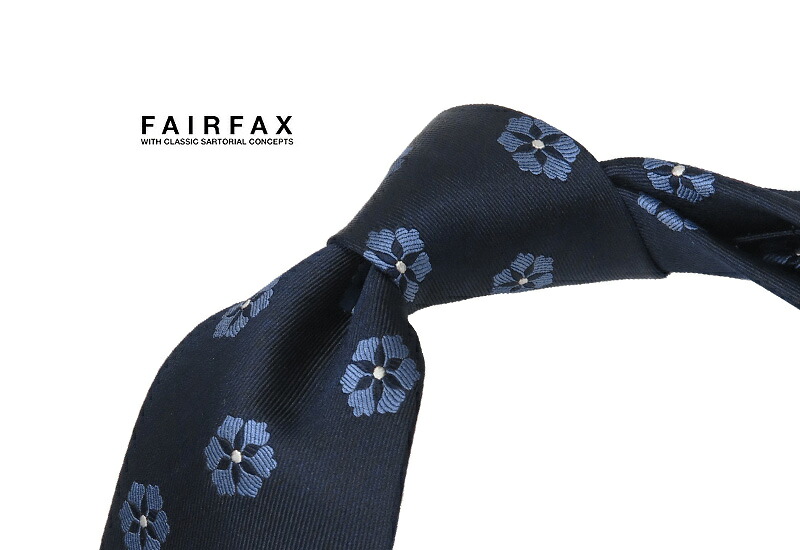 【 FAIRFAX / 公明正大ファクシミリ 】小紋 ●濃紺色地にサキソフォン青碧×象牙色の小紋五分五分/ タイ ( FAK-1472 )  【楽ギフ_荷造り】