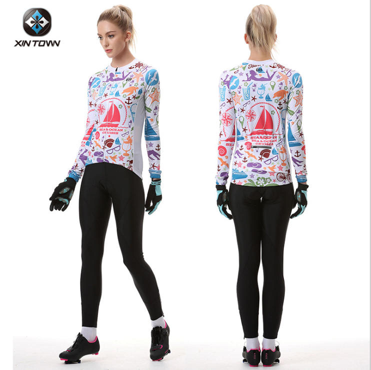 サイクルウエアセット 長袖 裏起毛 ジャージ ショーツ レディース 上下セット セットアップ ロング丈 自転車ウェア スポーツ サイクリング ジャージ 春夏秋 吸汗 伸縮 速乾 通気 サイクルパンツ 女用 ライド Cdm Co Mz