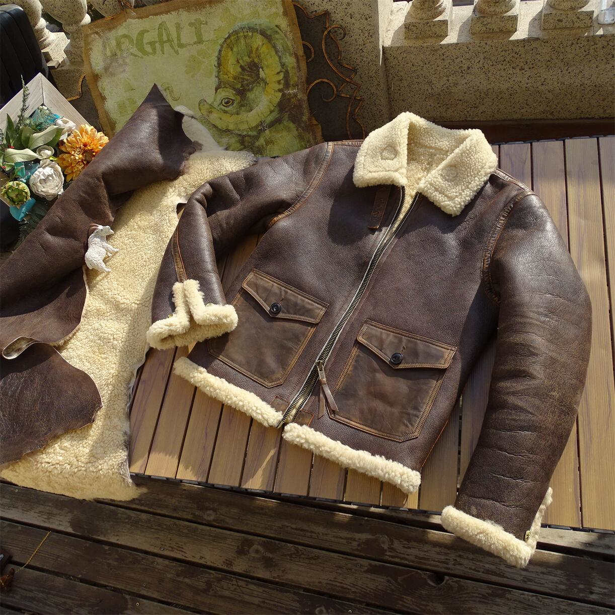 楽天市場】処分 B-3 フライトジャケット 羊革 ムートン 大戦モデル