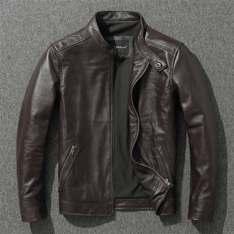 レザージャケット 秋冬 牛革 革ジャケット メンズ 立襟 黒色 カジュアル 秋春 革ジャン バイクジャケット ブルゾン 天然レザー上着 ライダースジャケット アウター カジュアル