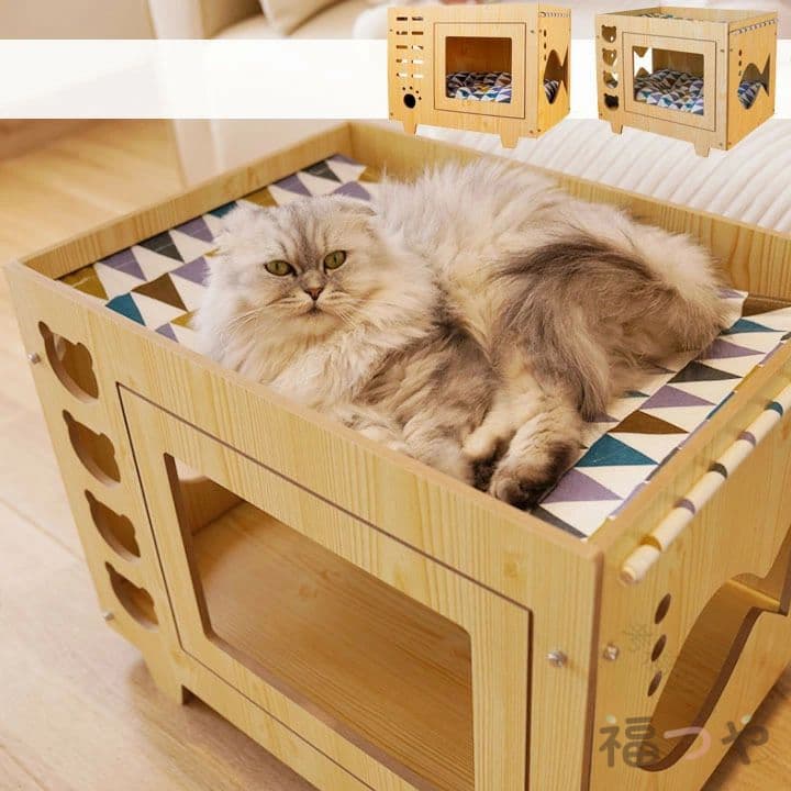 キャットハウス 愛玩動物住みか 猫用 ボックス席 2印字機 愛玩動物用 臥榻 ベット 貨物輸送無料 住みか 箱 猫 犬 家 二段 猫 ねこ 小型犬 中型犬 猫設備 犬設備