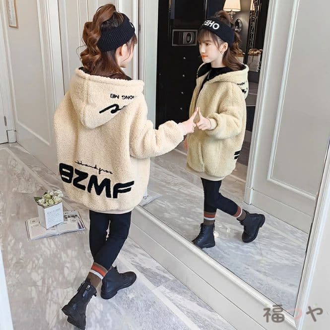 ボアコート キッズ 冬服 子供服 女の子 コートフード付きジャケット トップス アウター パーカー ジャンパー ジャケット 韓国子供服 子ども服 ベビー服 おしゃれ 可愛い 暖かい 誕生日 プレゼント 150cm 140cm 130cm 120cm 通学 通園｜福つや