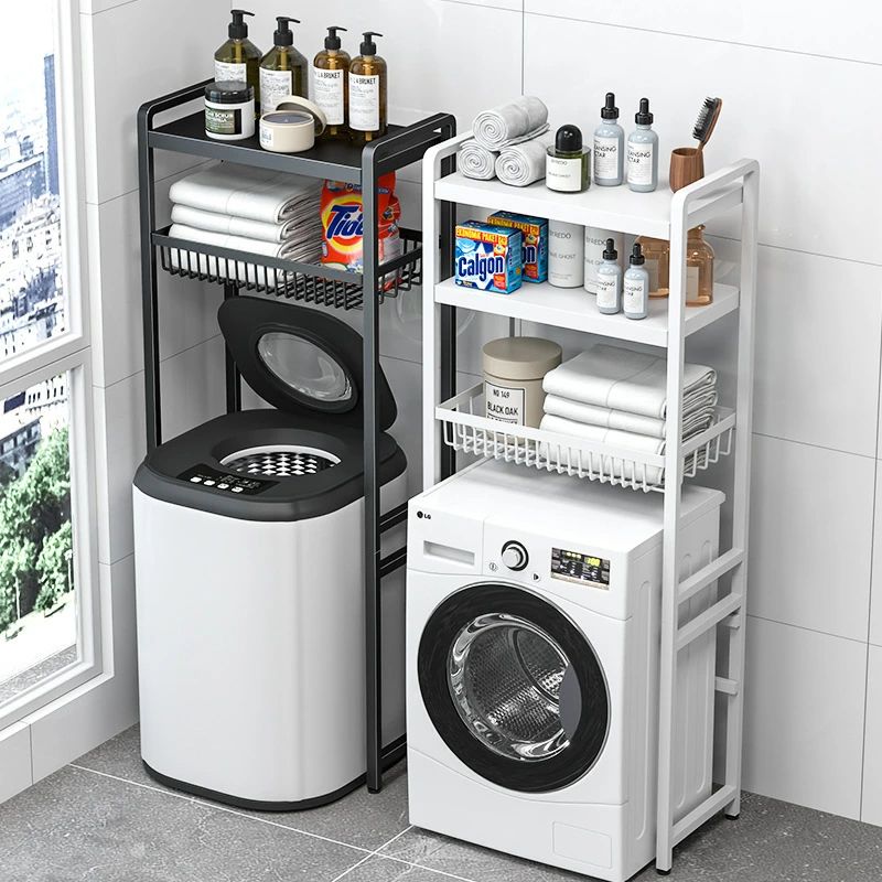 ランドリーラック 洗濯機ラック ベランダ収納棚 ランドリー収納 トイレ浴室物置棚 便器収納棚 洗面所 洗濯物 収納 つっぱりラック 棚付きランドリーラック