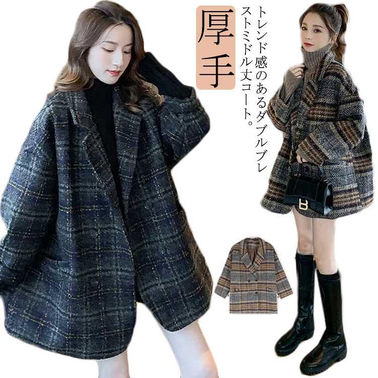 楽天市場】コート レディース チェスターコート チェック柄 ミドル丈