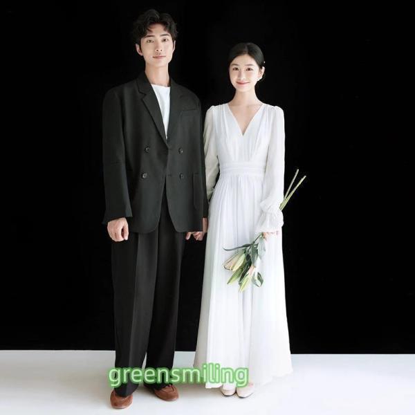 婚礼の儀お召しもの ウェディングドレス 二次会 婚礼の儀 前撮り 婚礼の儀 ロングお召しもの 花嫁御寮 スレンダードレス スレンダーライン 白 長袖 Vのど首 ジッパー ウェディングドレス-レディースファッション