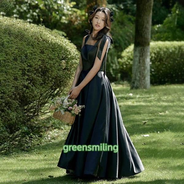 色合いお召しもの ロングお召しもの 寄り合いお召しもの 黒いこと ノースリーブ シュロの葉 婚礼の儀お召しもの ウェディングドレス 婚礼の儀 二次会 花嫁御寮 前撮り 掻き鳴らす会 告げ知らせる会 ウェディングドレス-レディースファッション