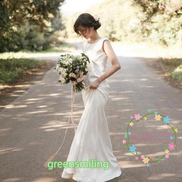 ウェディングドレス ロングドレス 結婚式 フォトウエディング 二次会 花嫁 カジュアル 二次会ドレス お洒落 ウエディングドレス 披露宴 挙式 シンプル