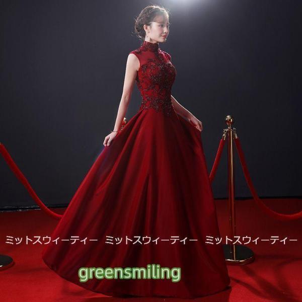 カラードレス ロングドレス 演奏会 コンサート 披露宴 イブニングドレス 二次会 フォーマルドレス ピアノ発表会 ワインレッド ロングスカート 音楽会 おしゃれ｜福和貿易　第二店