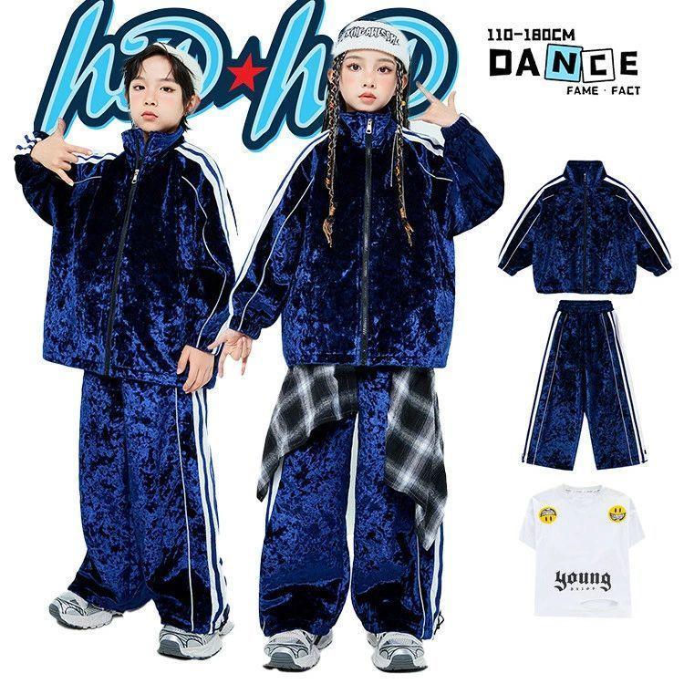 天鵝絨 こども服 キッズ 社交ダンスお召しもの 御姉さん お坊っちゃん 青色 米国海軍 上衣 ジャージセット 貨物自動車背広 ジップアップ 広広としたズボン下 表どおりダン