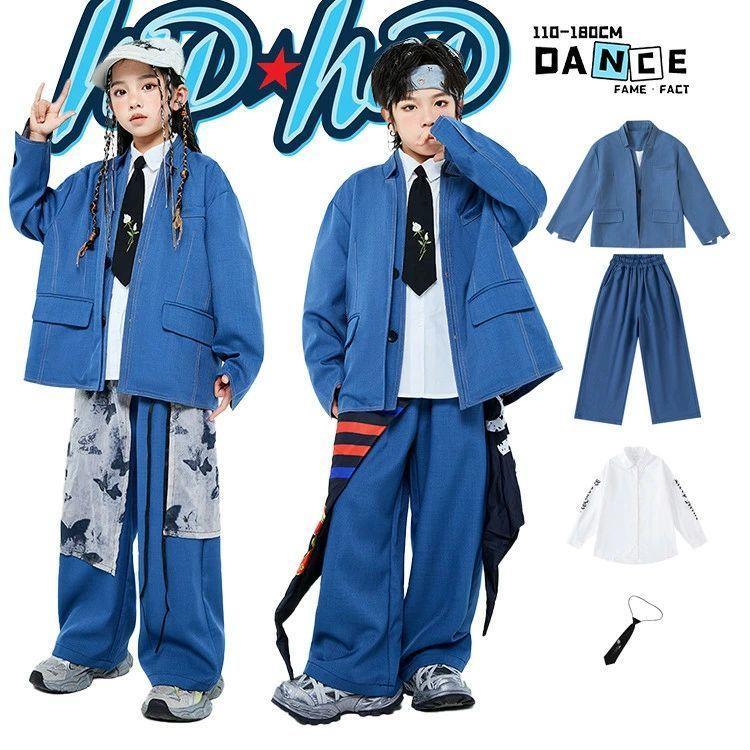 背広風 キッズ 社交ダンス御召しもの お坊っちゃん お嬢さん こども服 青碧 上衣 白いこと プルオーバー 黒いこと タイ 夢見鳥 一回りスコート 広広としたズボン下 セットアップ ア