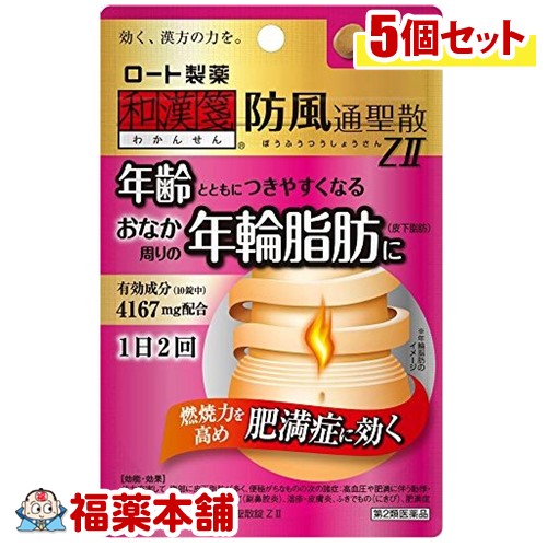 【第2類医薬品】和漢箋 新・ロート防風通聖散錠ZII(50錠)×5個[ゆうパケット・送料無料]