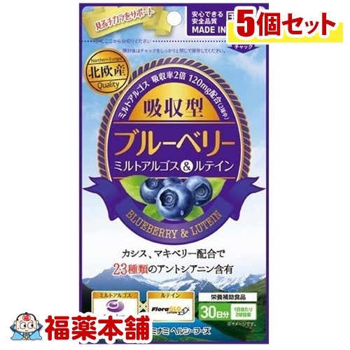 吸収型ブルーベリーとルテイン(60粒)×5個 [ゆうパケット・送料無料]