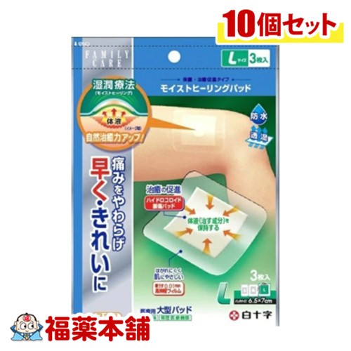 白十字 モイストヒーリングパッド L 3枚入×10個 [ゆうパケット・送料無料] モイストヒーリング 大判 防水