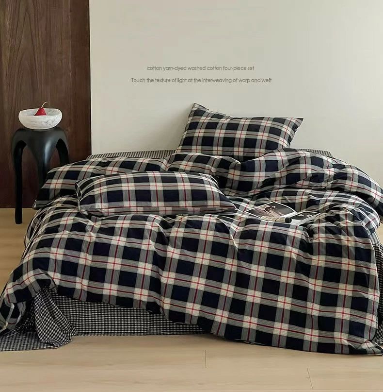布団カバー チェック 3点セット 寝具カバーセット シングル 寝具 春夏 4点セット 綿 可愛い布団カバー セミダブル 掛け布団カバー あっ