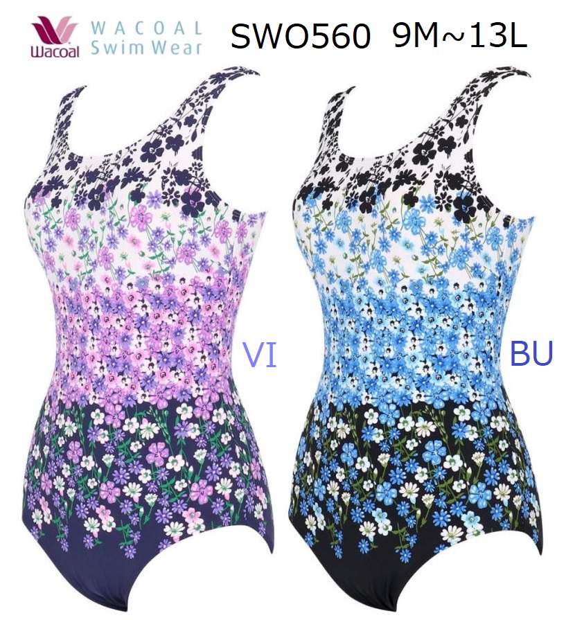 ワコールスイムウェア シェイプアップ水泳着 衣装SWO560 大きさ/9M・11L・13L 色合い/VI・BU  2026NEW青写真