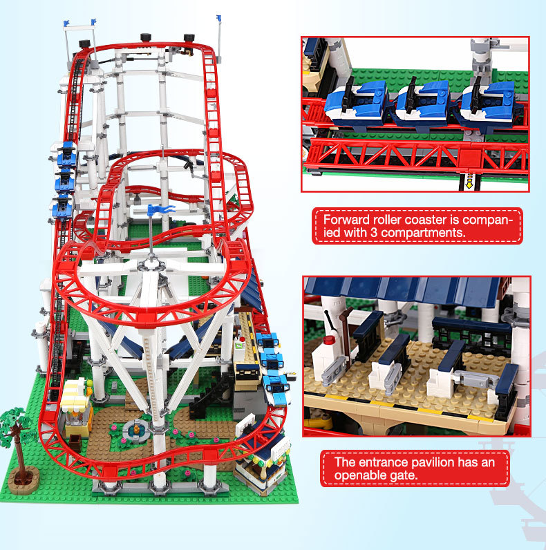 モーター付き》箱なし LEGO互換 大回転ジェットコースター ループ